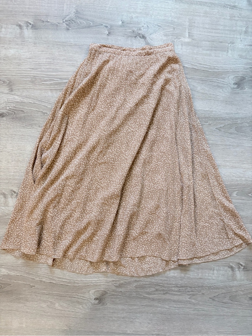 Jopna Taupe Beige Printed Smocked Waist Skirt Medium